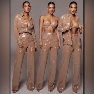 J Lux Label Sequin Pants Set
